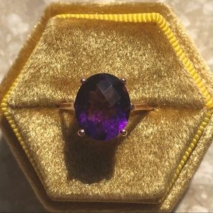 Oval Amethyst Rose Gold Solitaire Vintage Ring